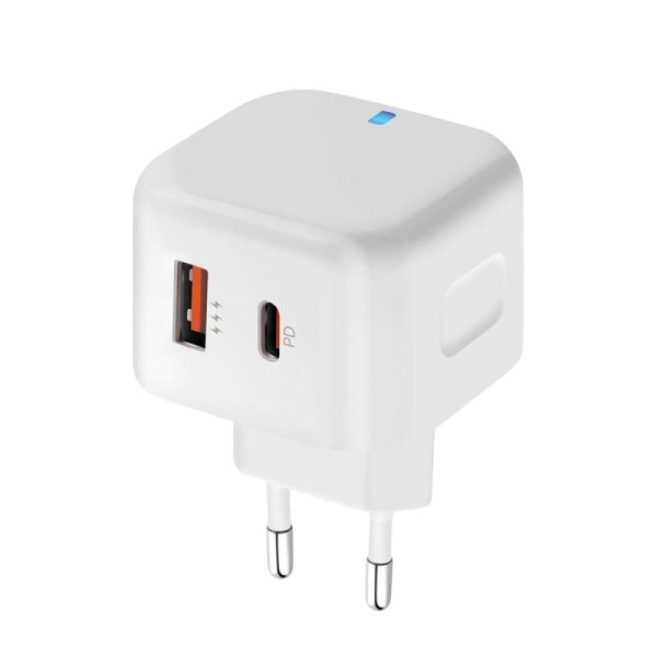 СЗУ PERO TC10 USB-C 20W + USB-А Fast Charge, белый